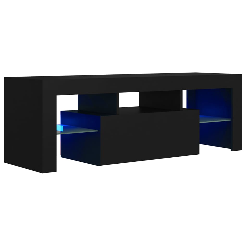 vidaXL TV skrinka s LED svetlami čierna 120x35x40 cm