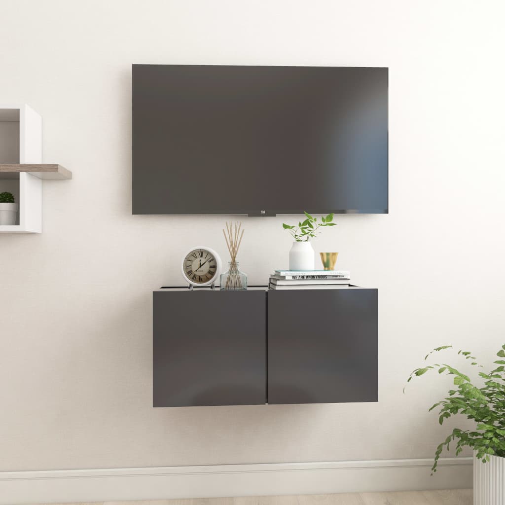 vidaXL Závesná TV skrinka sivá 60x30x30 cm
