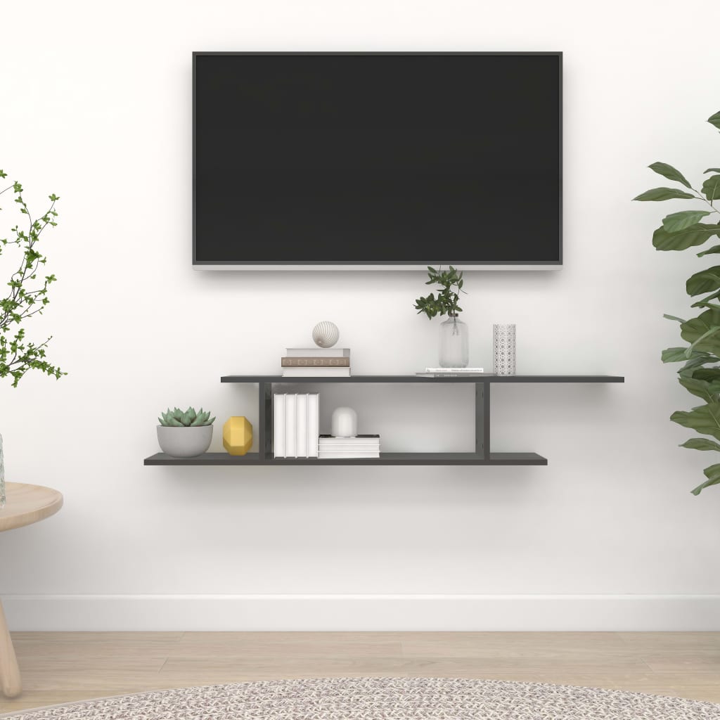vidaXL Nástenná TV polica, sivá 125x18x23 cm, kompozitné drevo