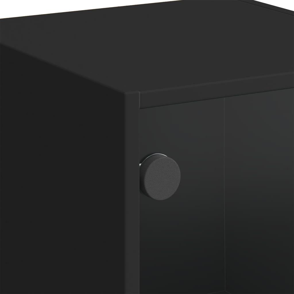 vidaXL Vysoká skrinka so sklenenými dverami čierna 35x37x109 cm