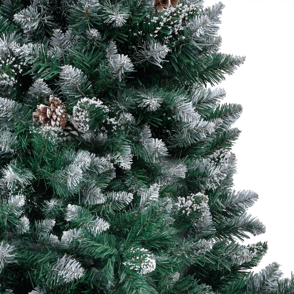 vidaXL Umelý vianočný stromček LED, borovicové šišky, biely sneh 180cm