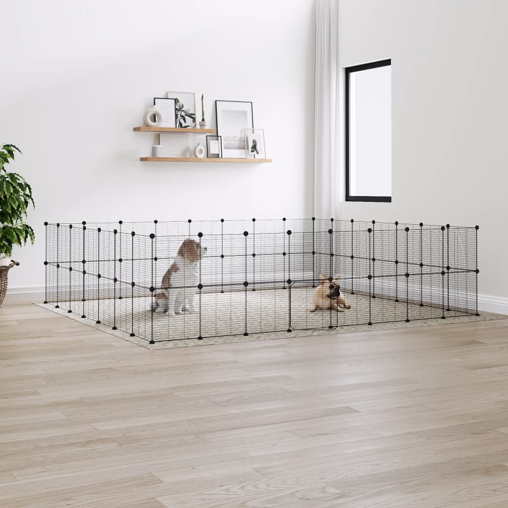 VidaXL 60-panelová klietka pre domáce zvieratá čierna 35x35 cm oceľ
