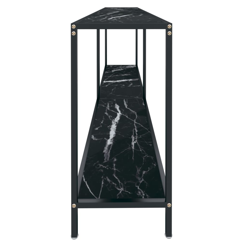 vidaXL Konzolový stolík čierny 200x35x75,5 cm tvrdené sklo