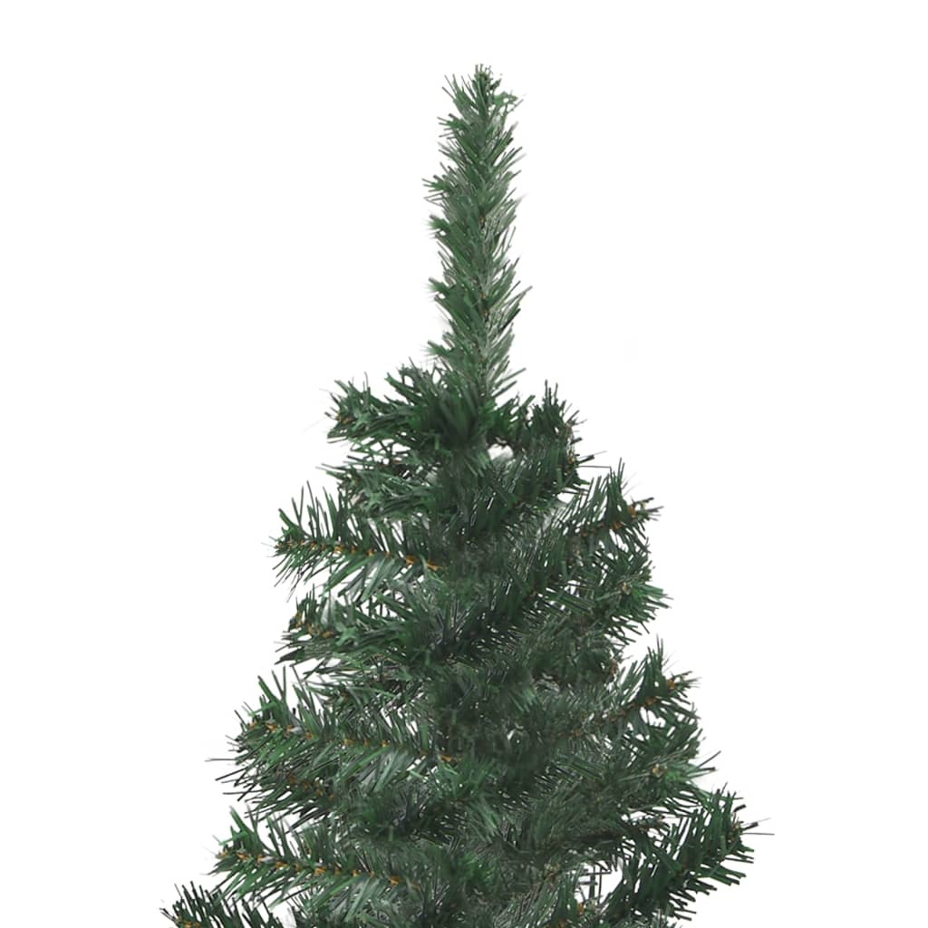 vidaXL Rohový umelý vianočný stromček s LED a guľami zelený 240 cm PVC