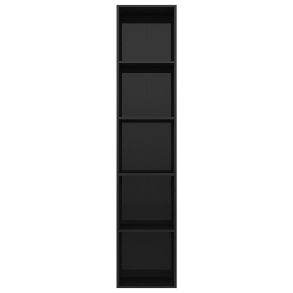 vidaXL Knižnica, lesklá čierna 40x30x189 cm, kompozitné drevo