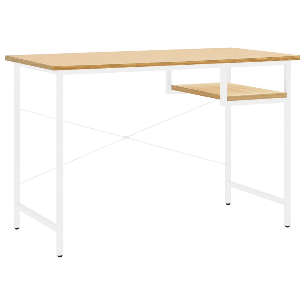 vidaXL Počítačový stôl, biely a svetlý dub 105x55x72 cm, MDF a kov