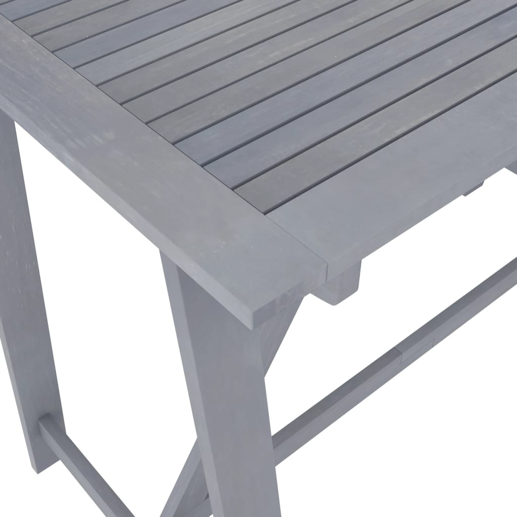 vidaXL Záhradný barový stôl sivý 140x70x104 cm akáciový masív