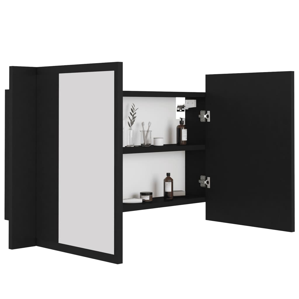 vidaXL LED kúpeľňová zrkadlová skrinka čierna 80x12x45 cm akryl