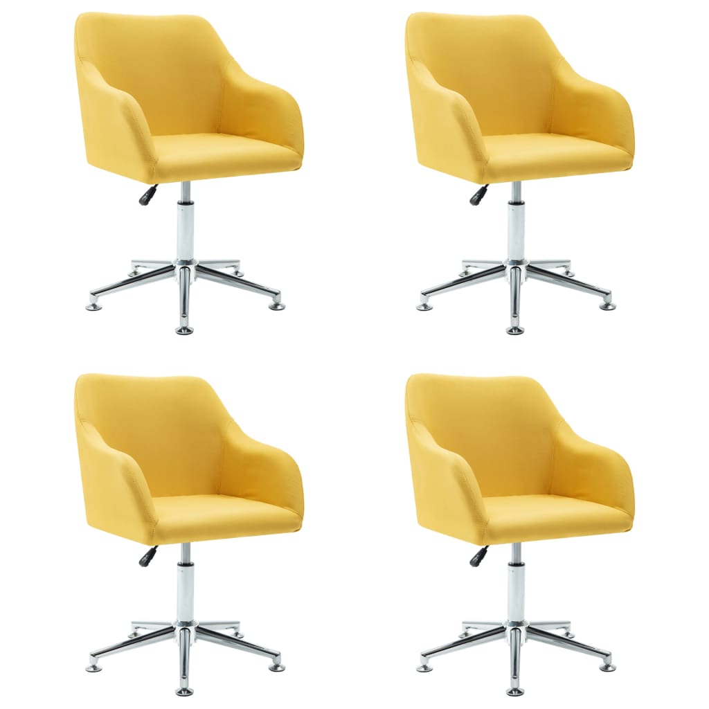 vidaXL Otočné jedálenské stoličky 4 ks žlté látkové