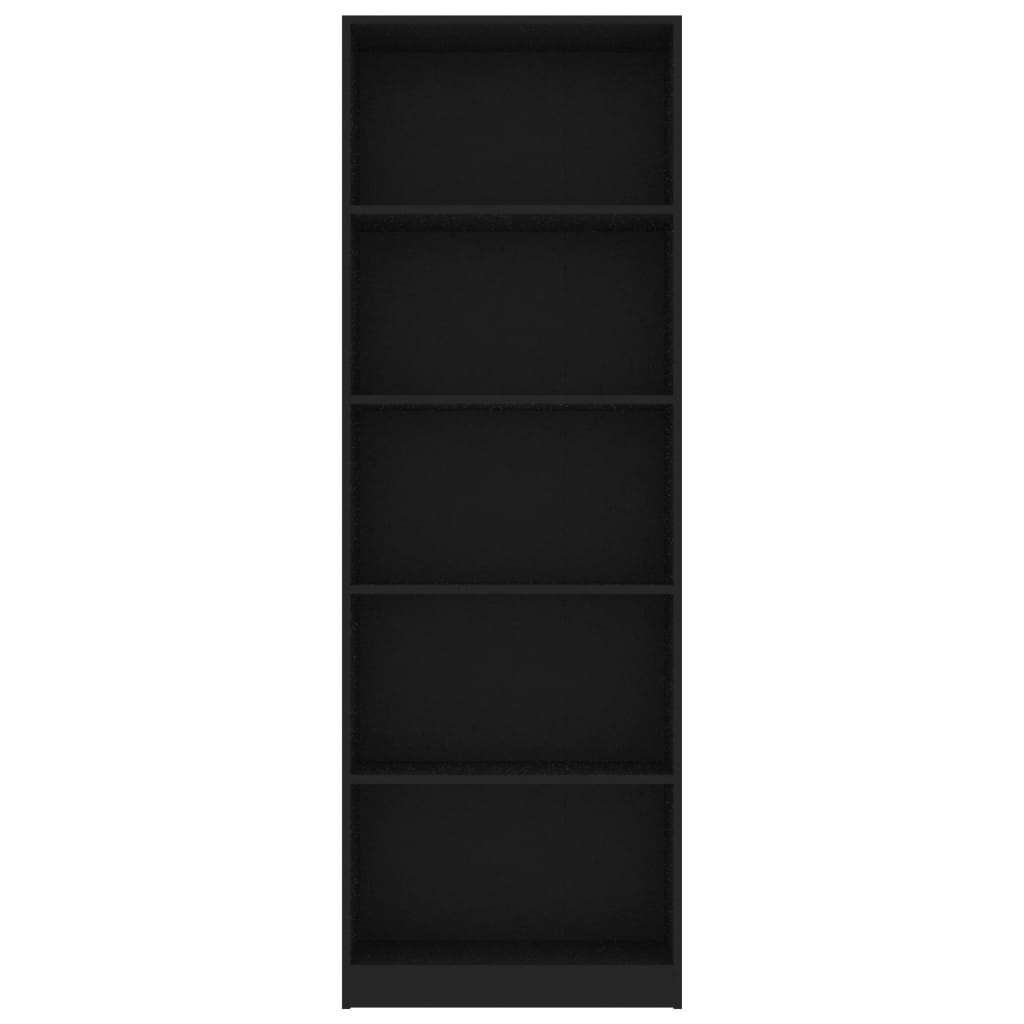 vidaXL Knižnica, 5 políc, čierna 60x24x175 cm, kompozitné drevo