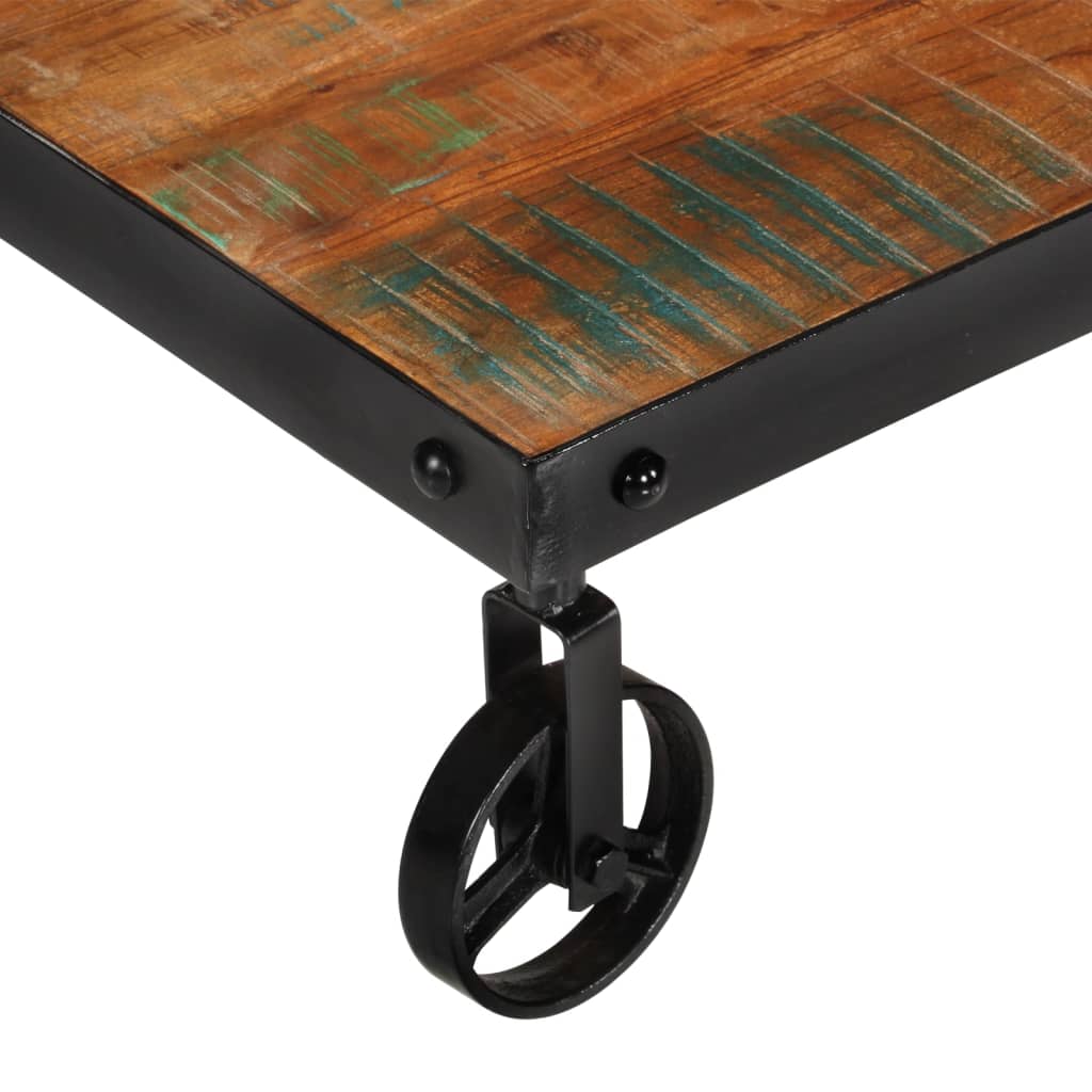 vidaXL Konferenčný stolík s kolieskami 100x60x26 cm recyklované drevo