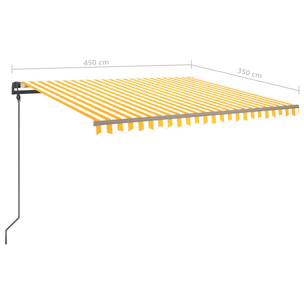 vidaXL Automaticky zaťahovacia markíza so stĺpmi 4,5x3,5 m žlto-biela