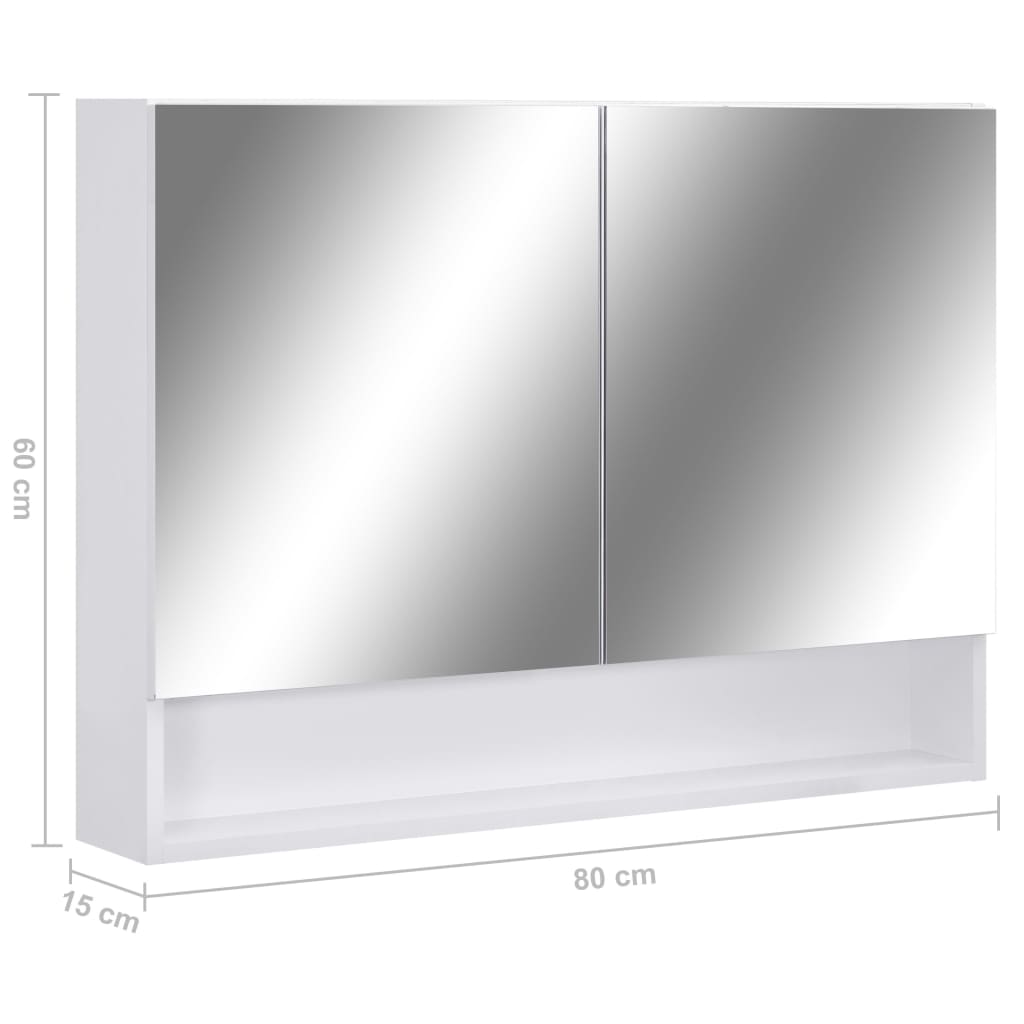 vidaXL LED kúpeľňová zrkadlová skrinka biela 80x15x60 cm MDF