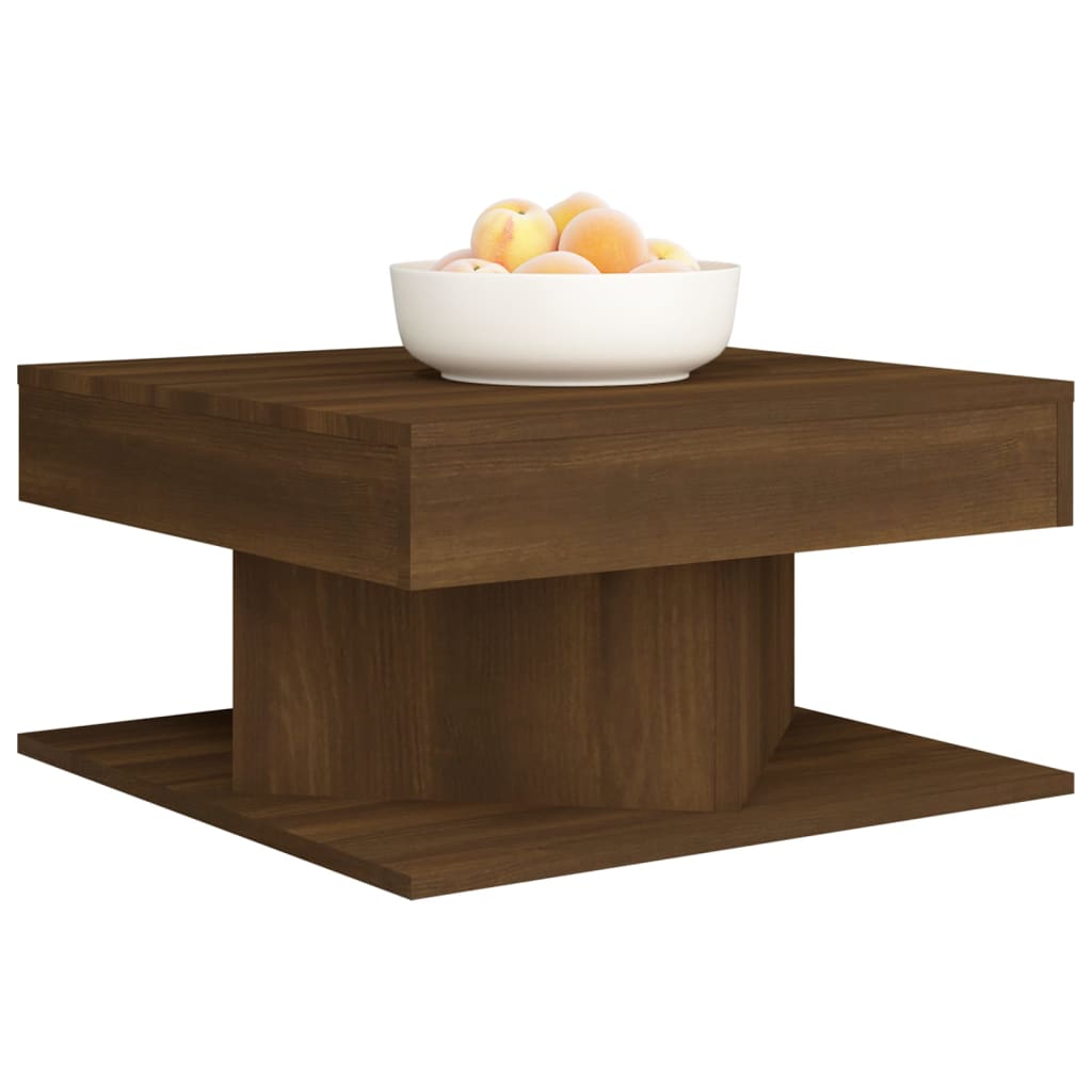 vidaXL Konferenčný stolík hnedý dub 57x57x30 cm spracované drevo