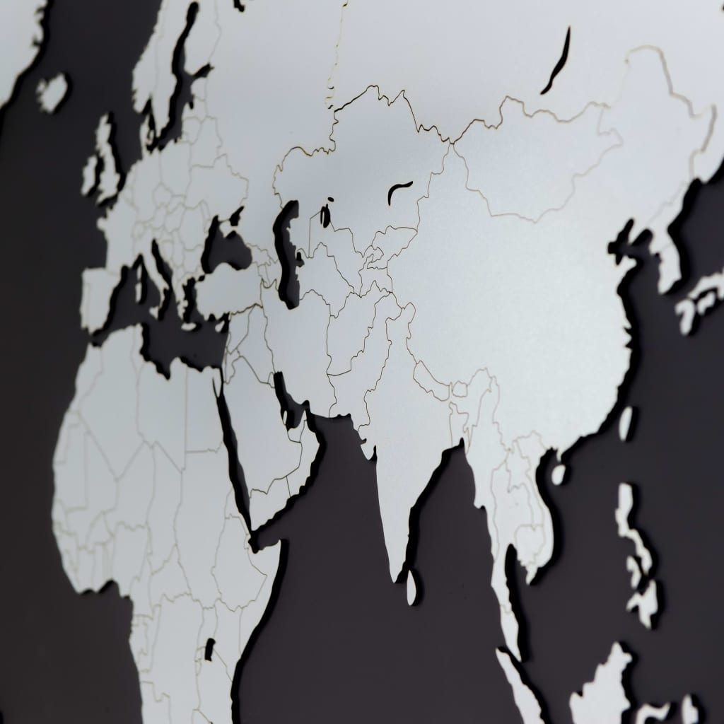 MiMi Innovations Drevená nástenná mapa sveta Luxury, biela 130x78 cm