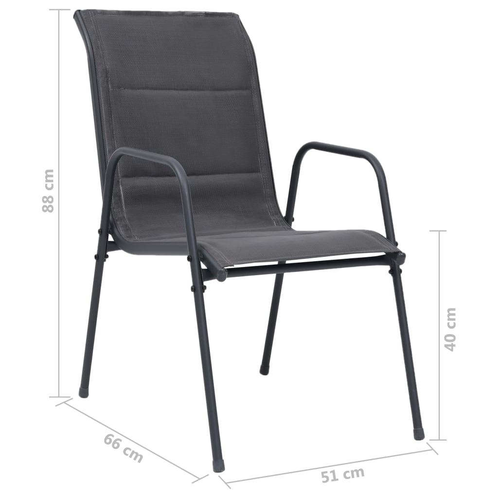 vidaXL Stohovateľné záhradné stoličky 2 ks oceľ a textilén antracitové