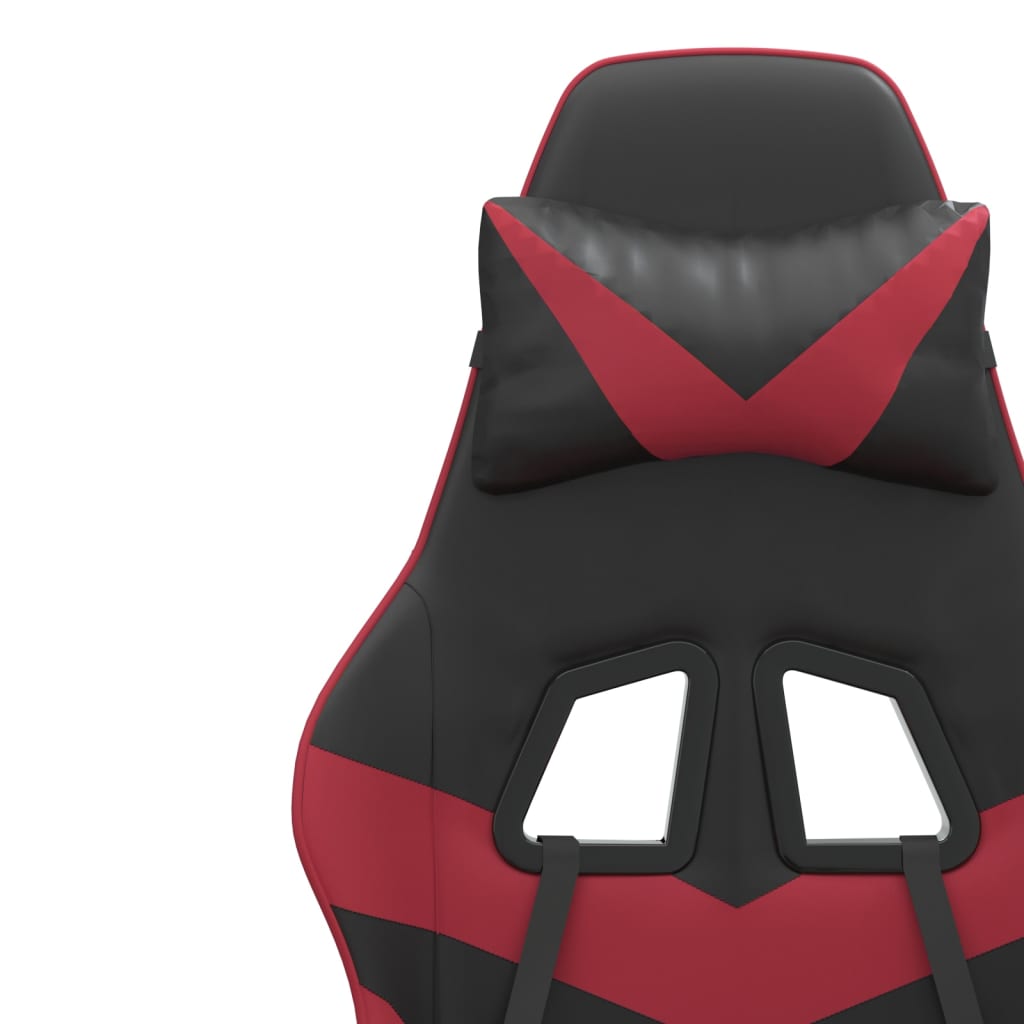 vidaXL Otočná herná stolička s podnožkou čierna a vínová umelá koža