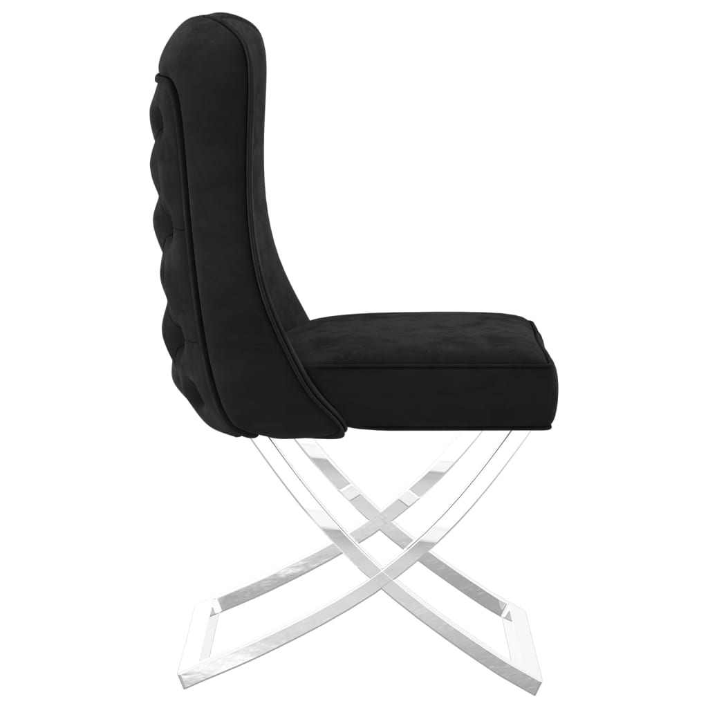 vidaXL Jedálenská stolička čierna 53x52x98 cm zamat a nerezová oceľ