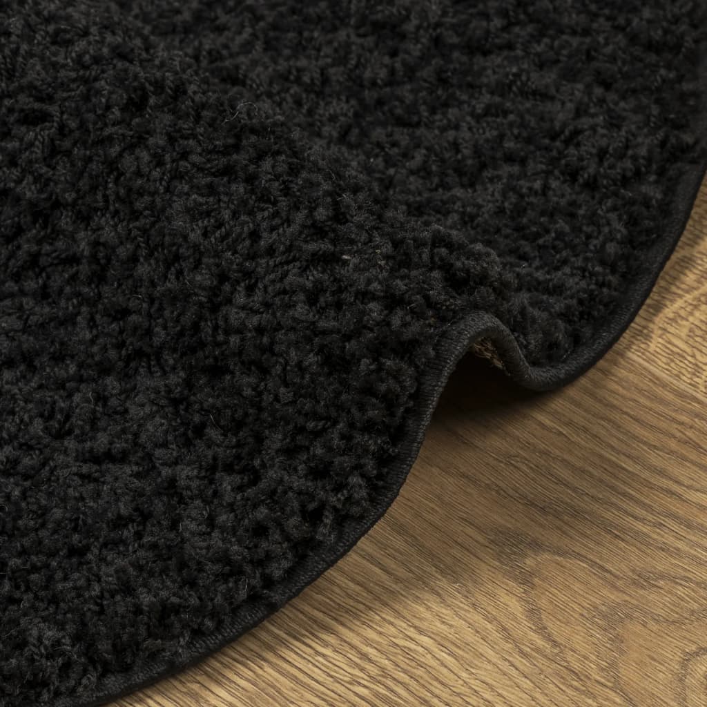 vidaXL Shaggy koberec PAMPLONA, vysoký vlas, moderný, čierny Ø 80 cm
