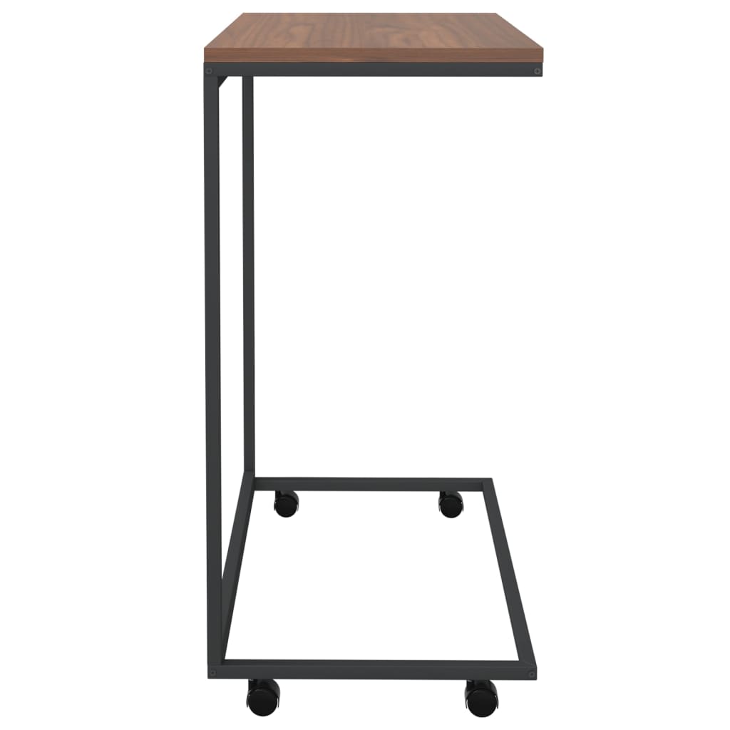 vidaXL Príručný stolík a kolieska čierny 55x35x70 cm spracované drevo