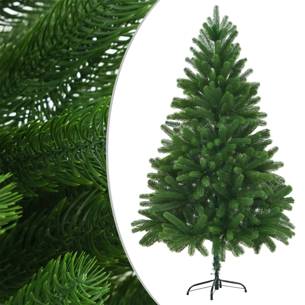 vidaXL Osvetlený umelý vianočný stromček s guľami 210 cm, zelený