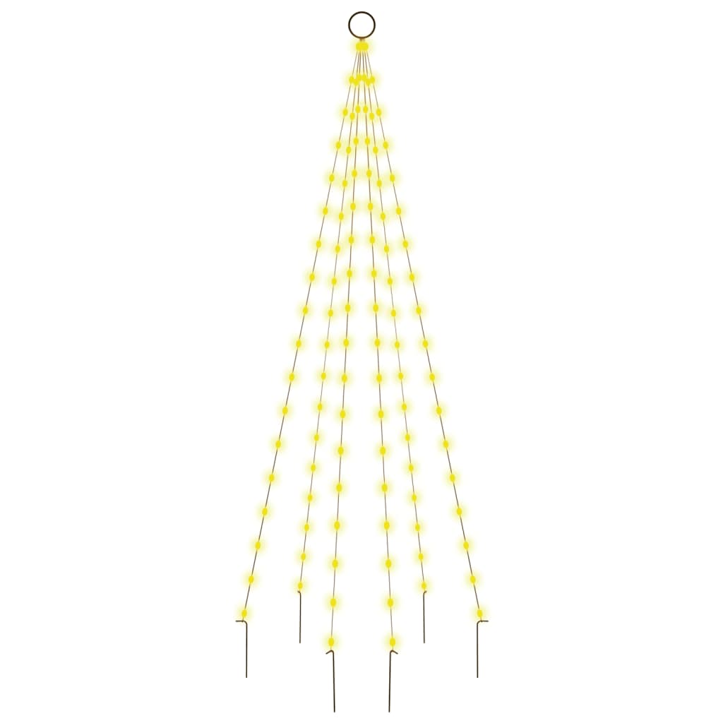 vidaXL Vianočný stromček na stožiar teplé biele svetlo 108 LED 180 cm