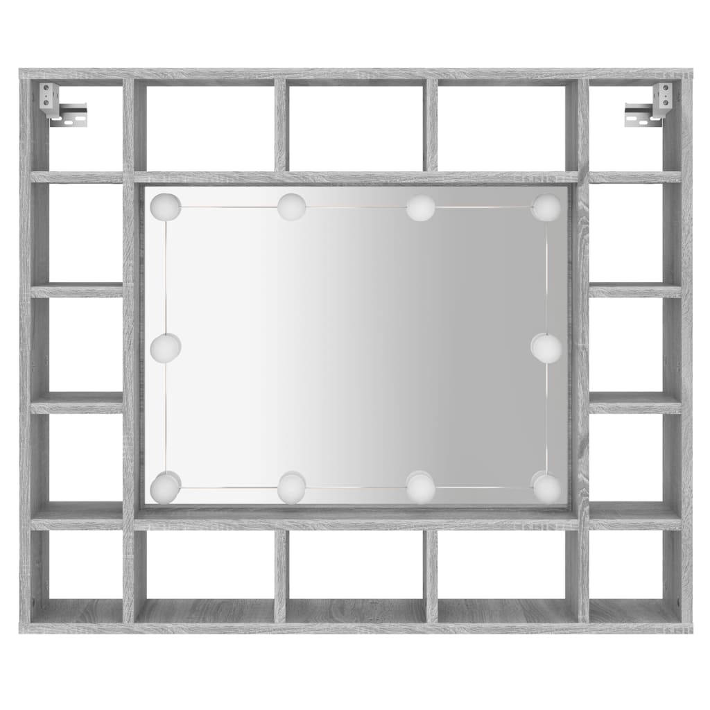 vidaXL Zrkadlová skrinka s LED sivá sonoma 91x15x76,5 cm