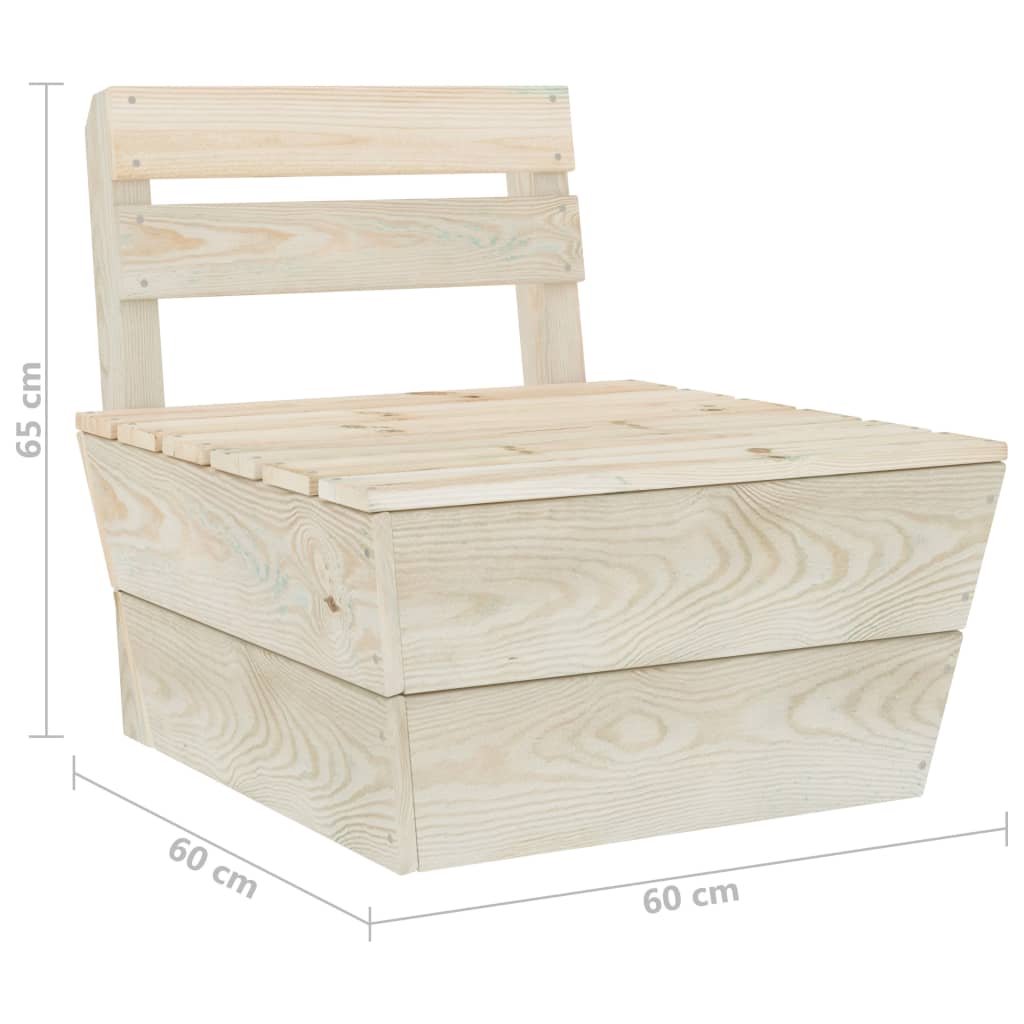 vidaXL Sekčná paletová stredová sedačka impregnované smrekové drevo