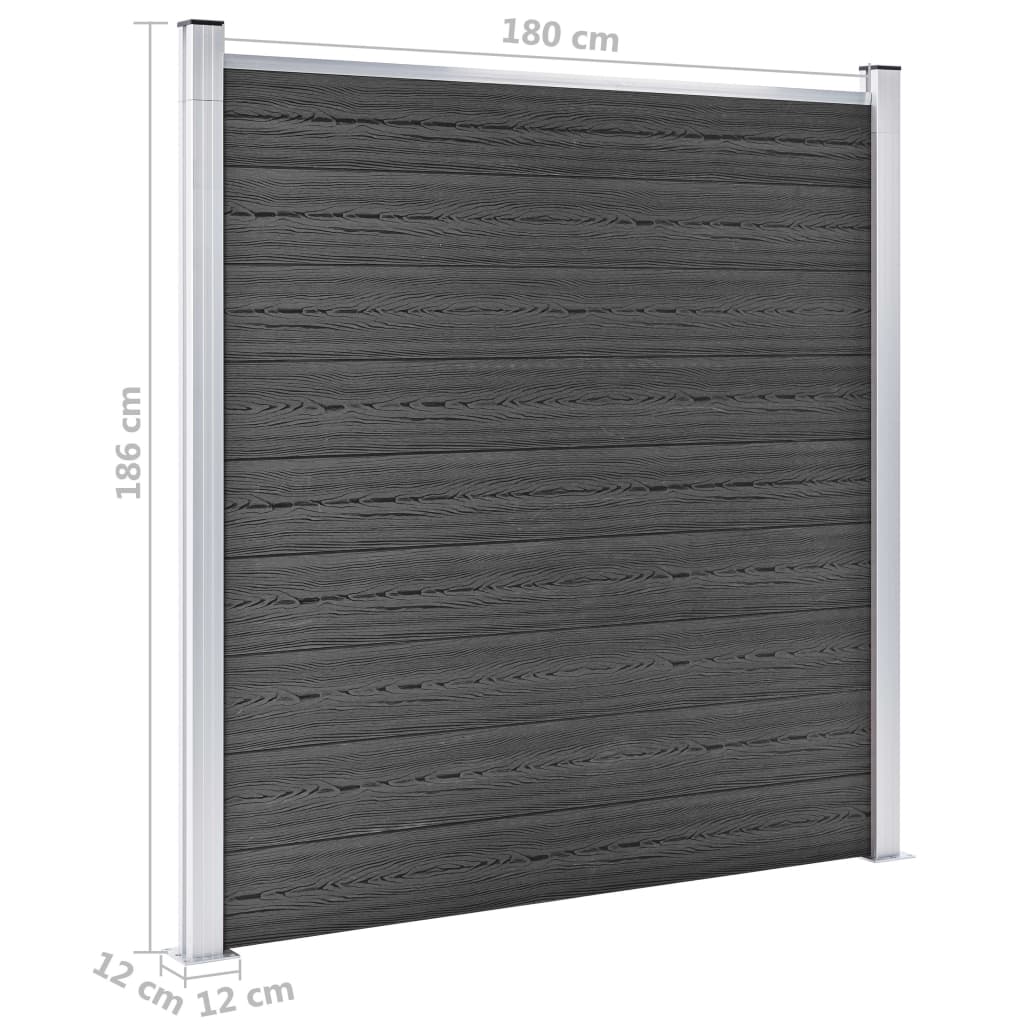 vidaXL Sada plotových panelov WPC 1391x186 cm čierna