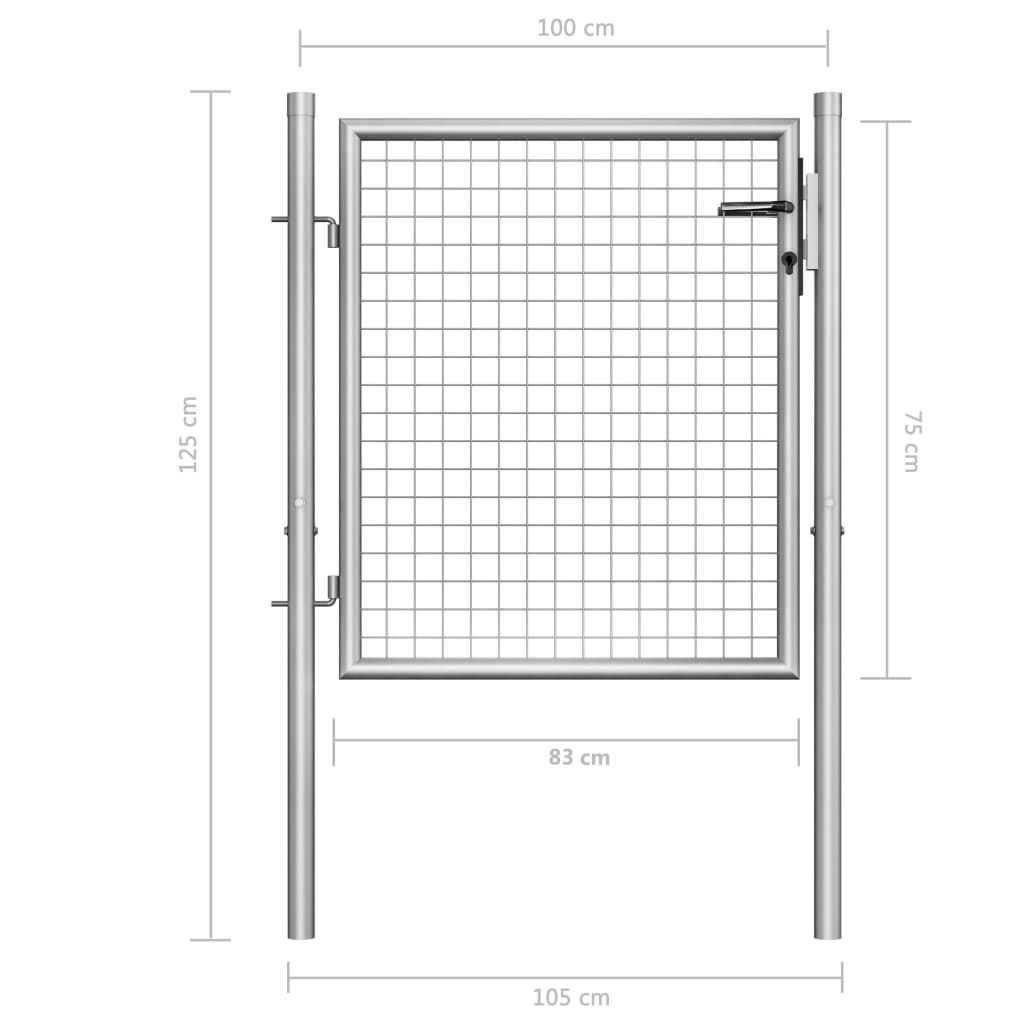 vidaXL Záhradná brána, pozinkovaná oceľ 105x125 cm, strieborná