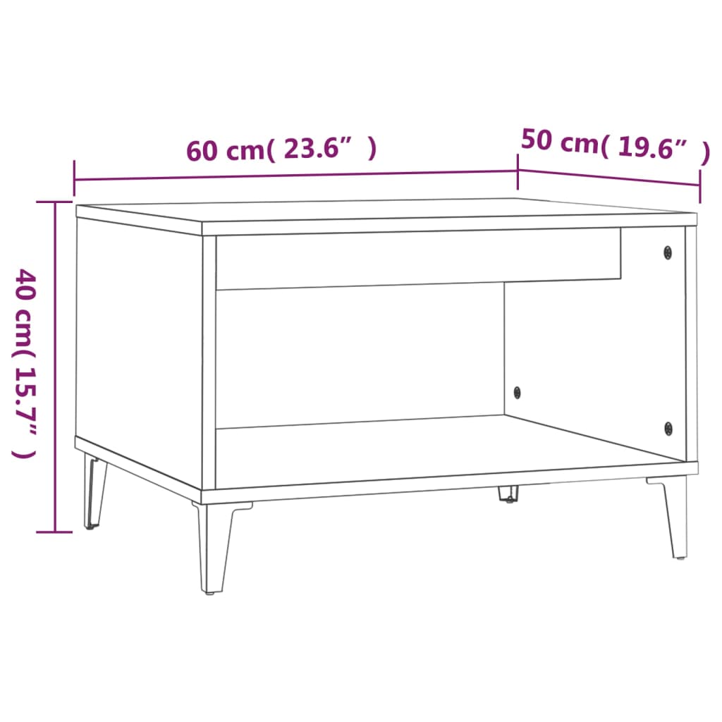 vidaXL Konferenčný stolík biely 60x50x40 cm spracované drevo