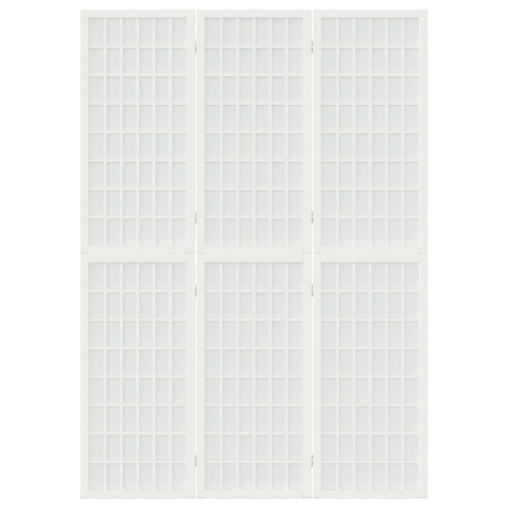 vidaXL Skladací paraván s 3 panelmi, japonský štýl 120x170 cm biely