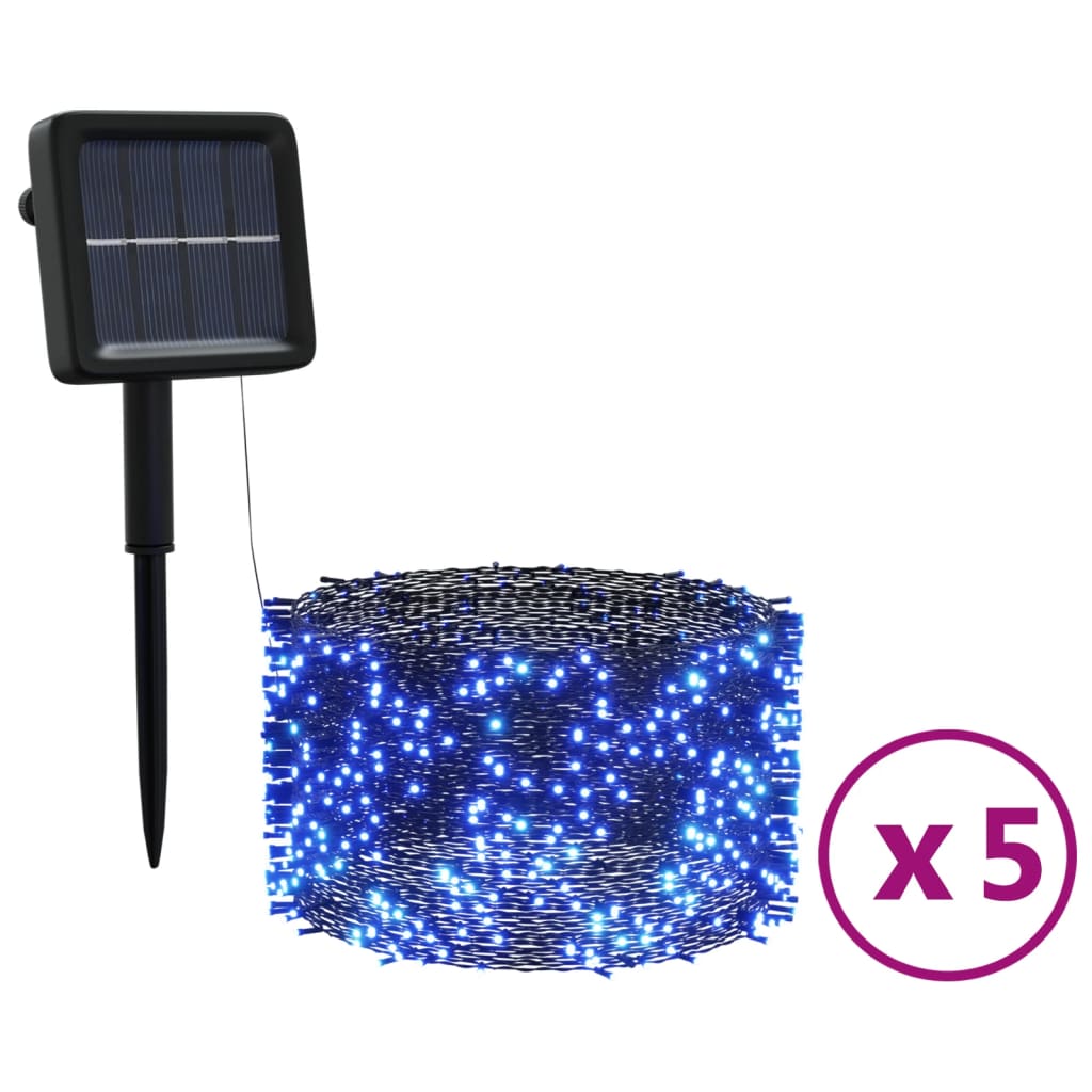 vidaXL Solárne svetlá 5 ks 5x200 LED modré vnútorné vonkajšie