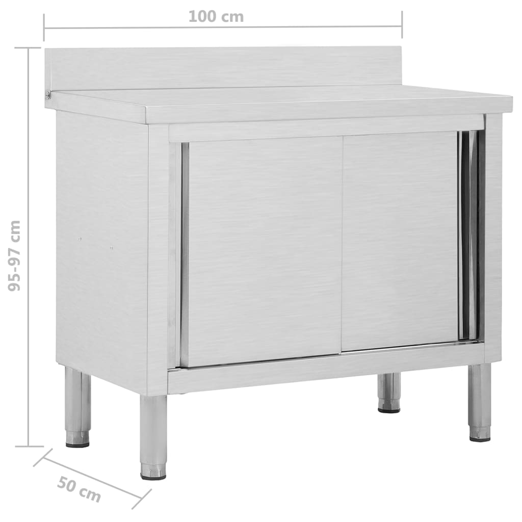 vidaXL Pracovný stôl s posuvnými dvierkami 100x50x(95-97) cm, oceľ