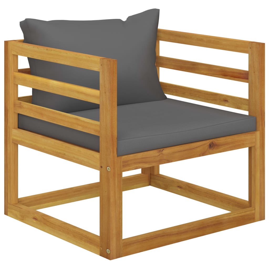 vidaXL Záhradná stolička s podložkami tmavosivá akáciový masív