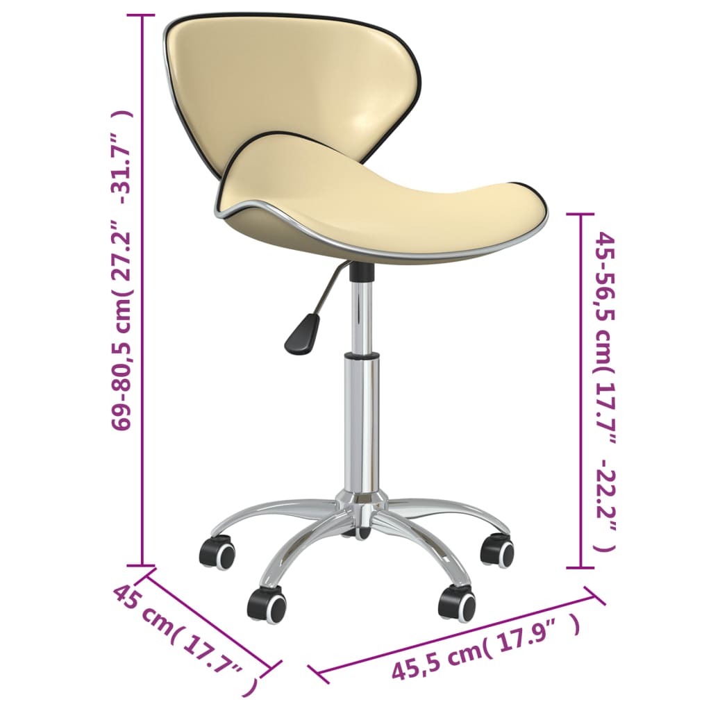 vidaXL Otočné jedálenské stoličky 4 ks krémové umelá koža
