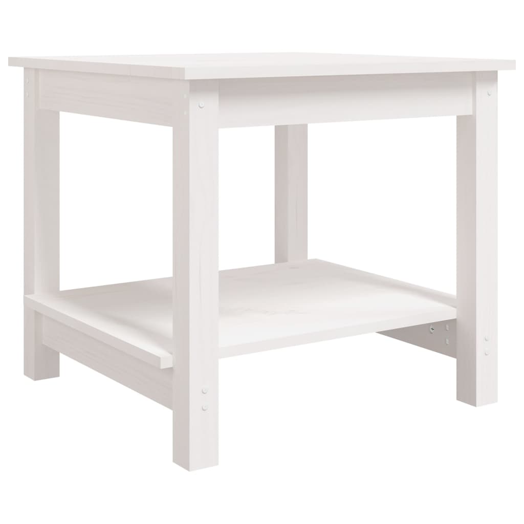 vidaXL Konferenčný stolík biely 50x50x45 cm borovicový masív