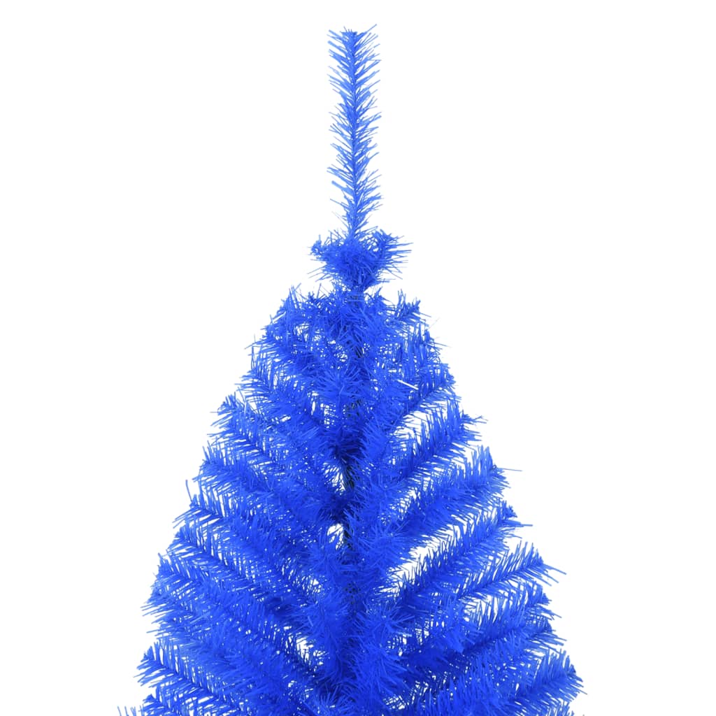 vidaXL Umelý polovičný vianočný stromček so stojanom, modrý 210 cm PVC