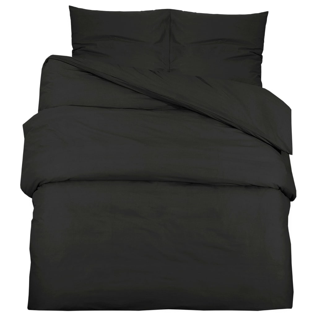 vidaXL Súprava obliečok na paplón čierna 140x200 cm bavlna