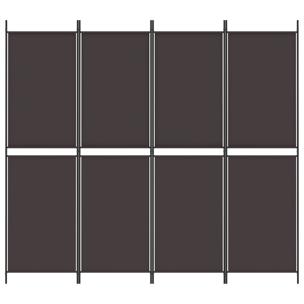 vidaXL 4-panelový paraván hnedý 200x180 cm látka