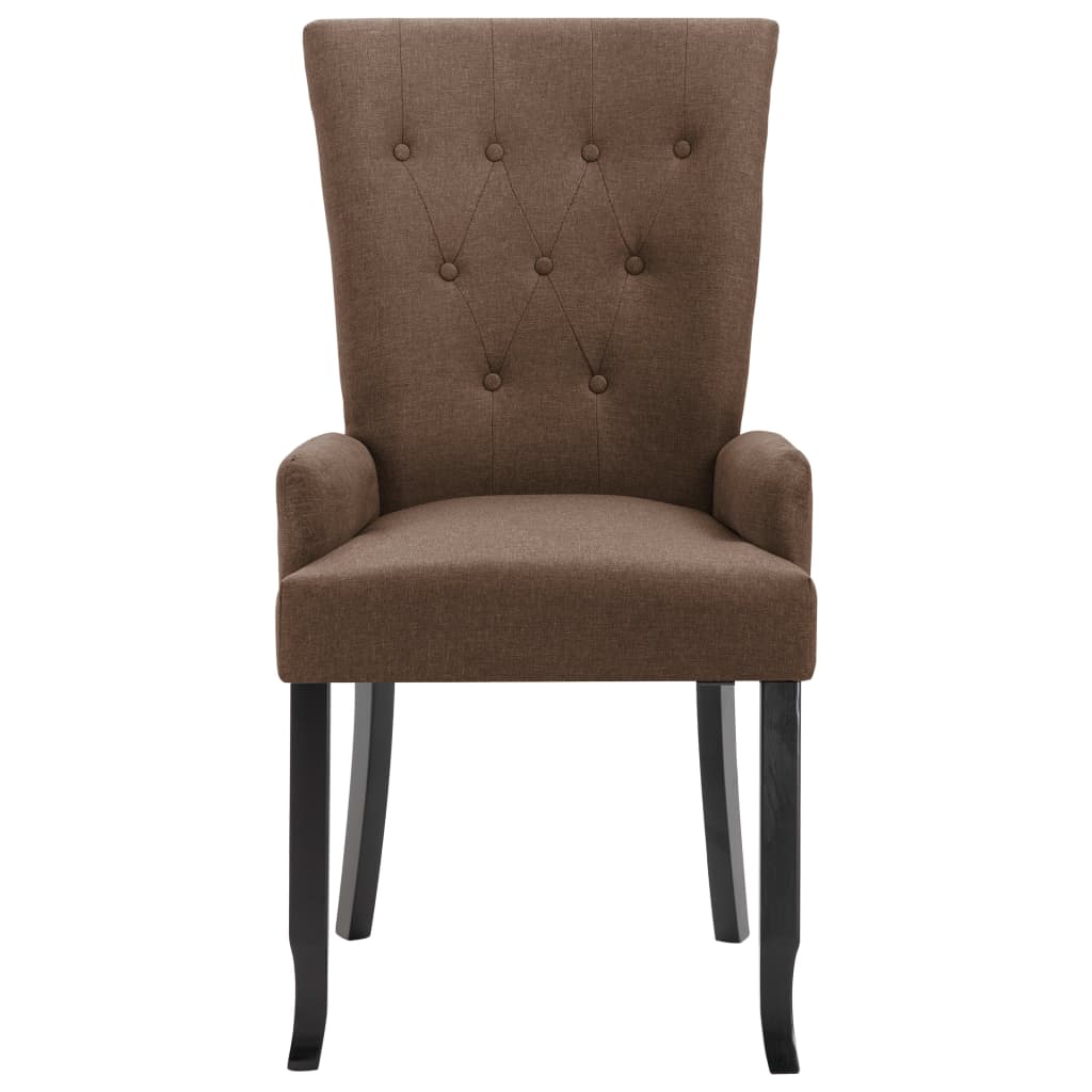 vidaXL Jedálenské stoličky s opierkami 4 ks, hnedé, látka