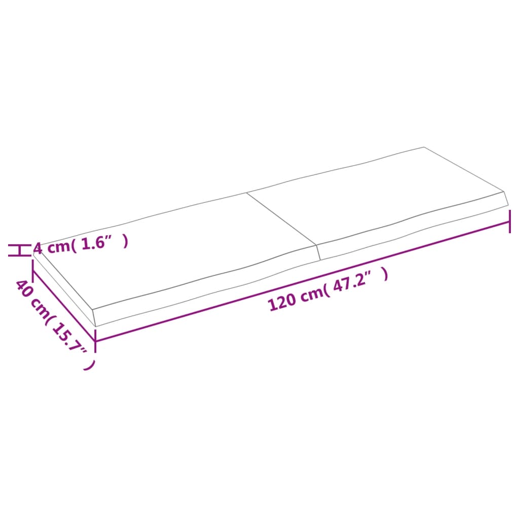 vidaXL Stolová doska tmavohnedá 120x40x(2-4)cm ošetrený masív hrany
