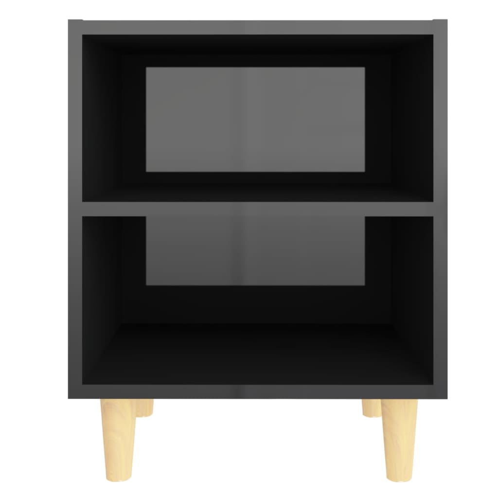vidaXL Nočné stolíky 2 ks nohy z dreva lesklé čierne 40x30x50 cm