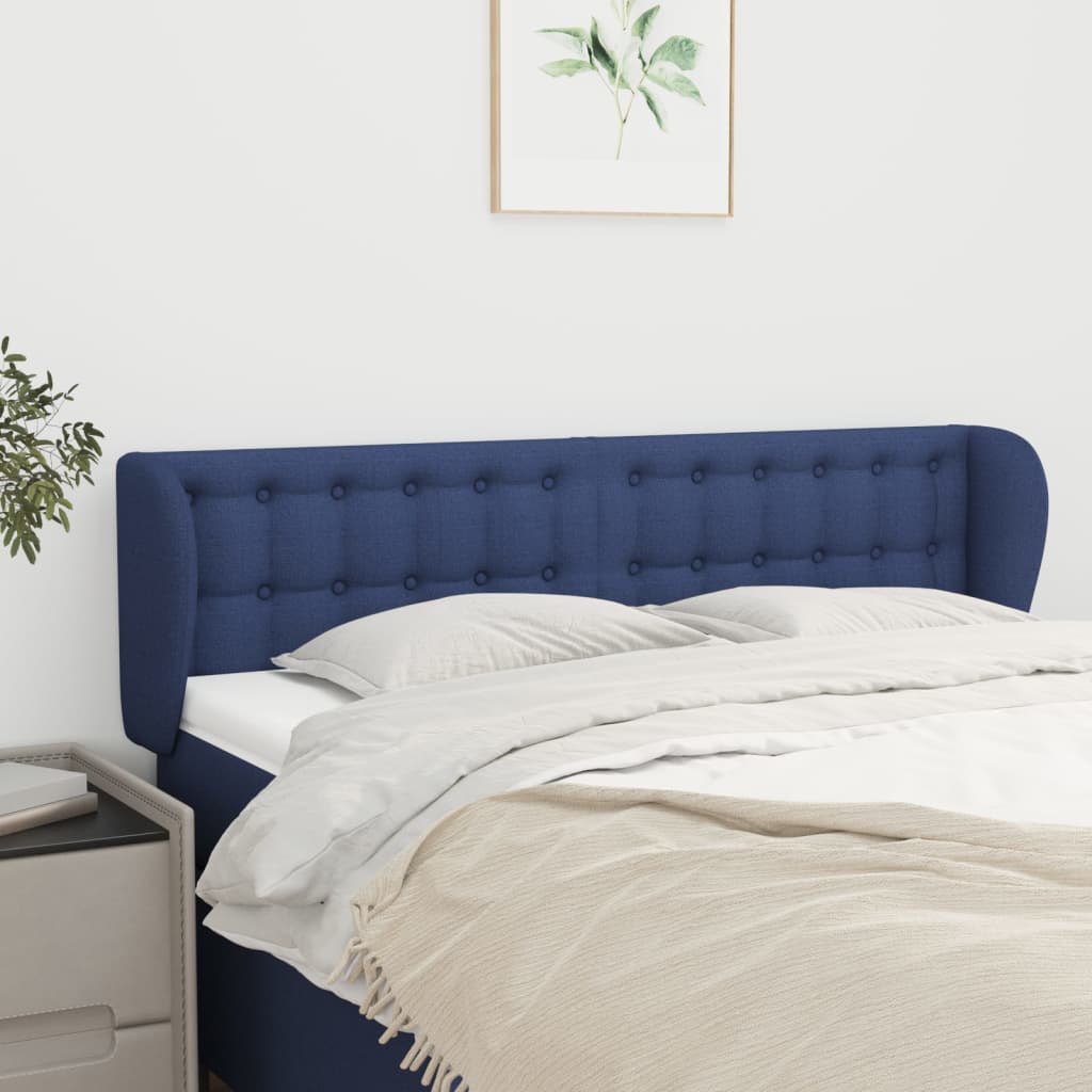 vidaXL Čelo postele so záhybmi modrý 147x23x78/88 cm látka