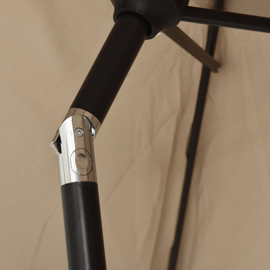 vidaXL Slnečník s oceľovou tyčou a LED svetlami 300 cm sivo-hnedý