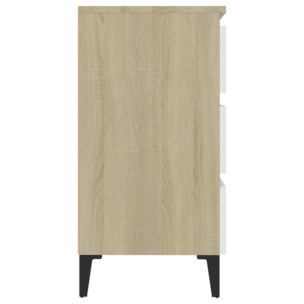 vidaXL Komoda, biela a dub sonoma 60x35x69 cm, kompozitné drevo