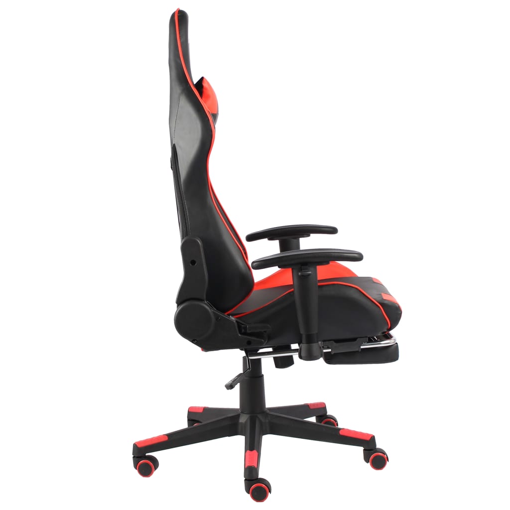 vidaXL Otočná herná stolička s opierkou nôh červená PVC