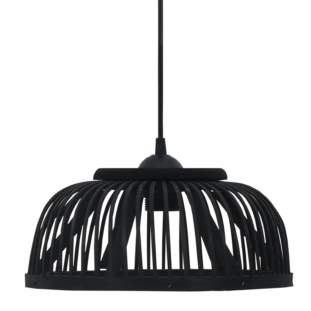 vidaXL Závesná lampa, čierna, bambus 40 W, 34x14,5 cm, polkruhová E27