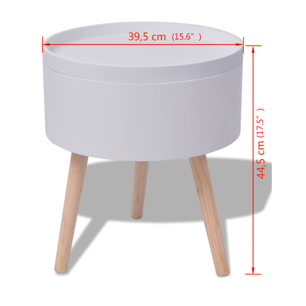 vidaXL Okrúhly konfrenčný stolík s táckou, 39,5x44,5 cm, biely