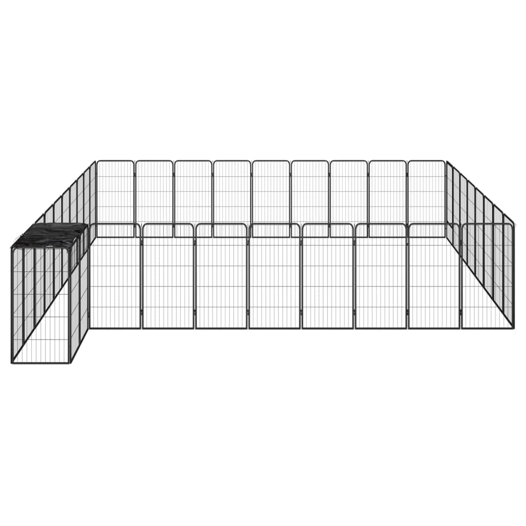 vidaXL Ohrádka pre psov 38 panelov čierna 50x100 cm práškovaná oceľ